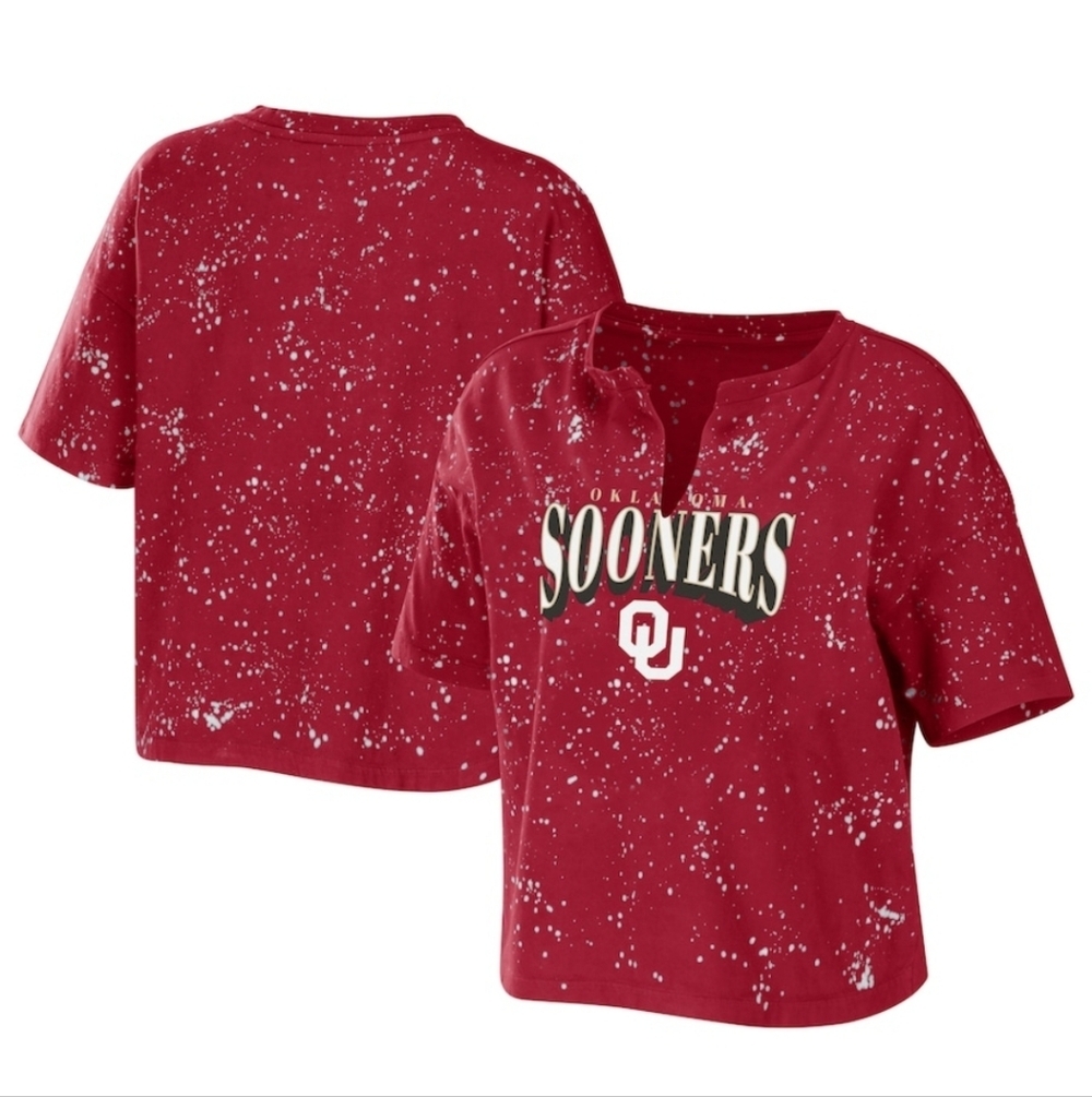 Oklahoma Sooners WEAR by Erin Andrews Women's Cropped Tee Sz L